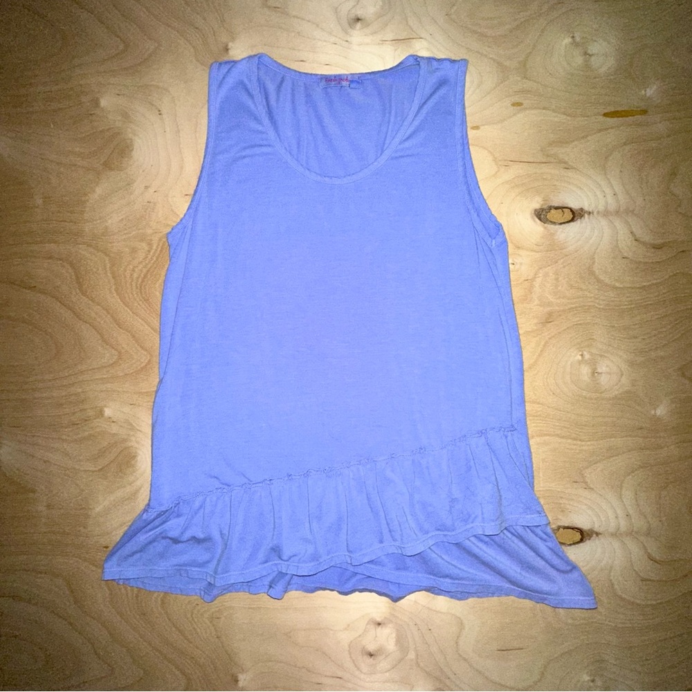 Fresh Produce size S Periwinkle Blue Tiered Ruffle Hem Peplum Swing Tank Top